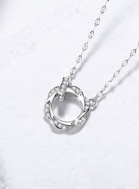 双环莫比乌斯项链女复古ins风火轮双环颈链高级感女生锁骨链