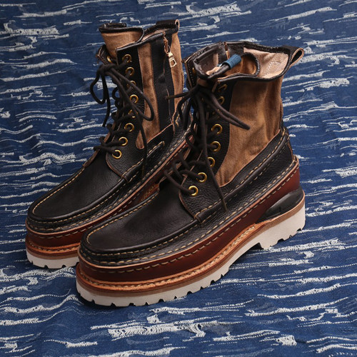 visvim uncle gui  马丁靴拼接复古日潮增高植糅皮登山耐磨潮男靴 - 图0