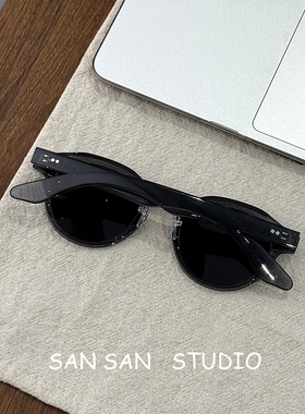 透明圆框墨镜防紫外线遮阳