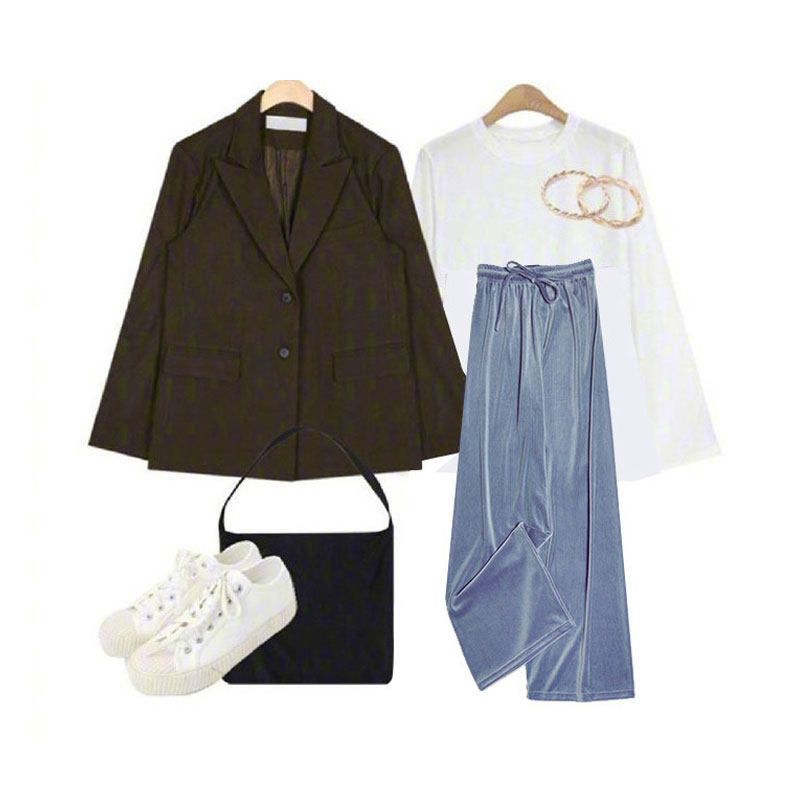 秀黛雪尼尔阔腿裤春秋2022直筒裤子 秀黛内衣休闲裤