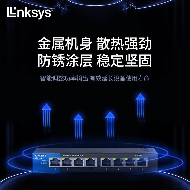 领势LINKSYS LGS105/108/124P 5口8口24口千兆交换机家用高速非网管 小型办公宿舍网络分线器弱电箱交换机