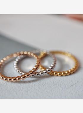 百搭叠戴纯银豆豆壁戒指