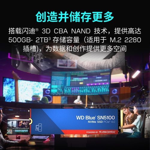 WD西部数据SN5000/5100西数M.2固态硬盘1T 2TB NVMe 500G PCIe4.0 - 图2