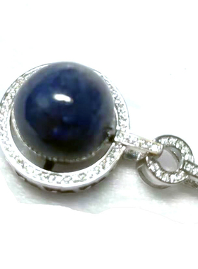 蓝宝石原创设计风镶嵌无烧吊坠