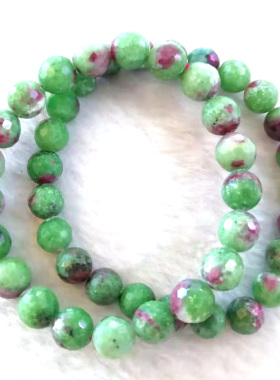 天然红绿宝切刻面手链红宝石手串