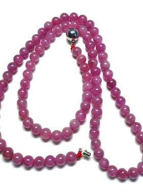 天然红宝石项链刚玉串珠无染无烧