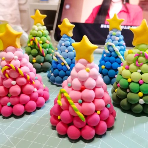 圣诞节手工超轻粘土圣诞树diy材料包儿童黏土套装幼儿园桌面摆件 - 图1