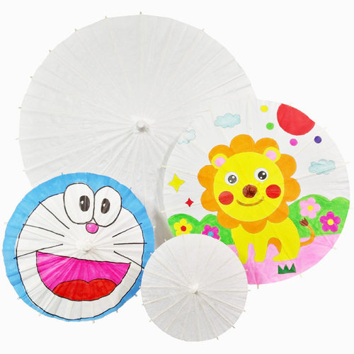 油纸伞diy手工绘画伞 幼儿园美术材料制作儿童古风空白纸伞雨伞 - 图3