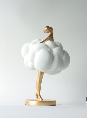 客厅云朵人物玄关装饰品家居电视柜创意树脂工艺装饰摆件开业礼品