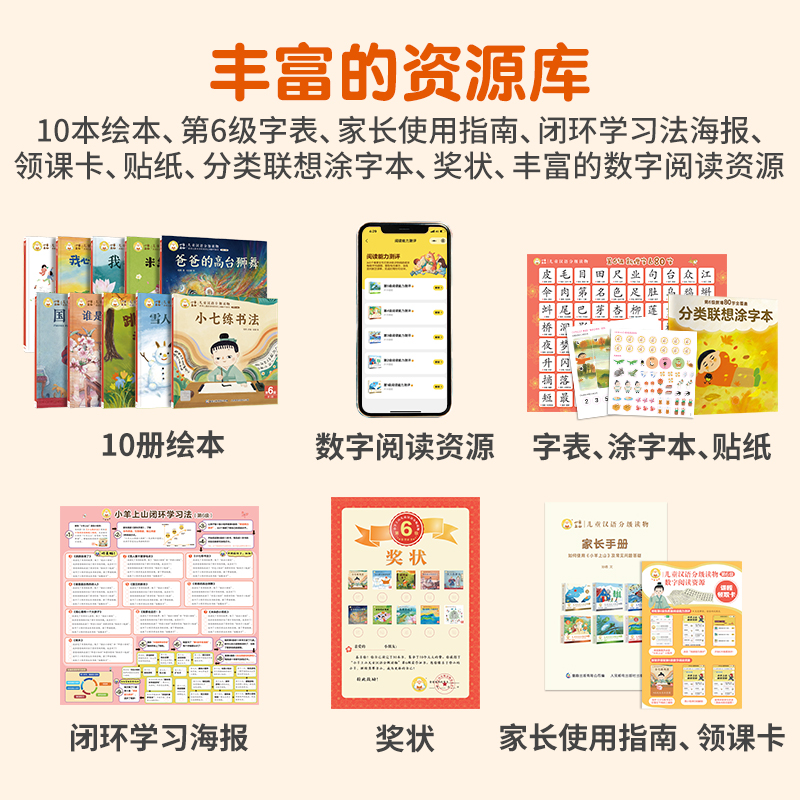 小羊上山儿童汉语分级读物第6级3-7岁识字卡幼小衔接教材全套幼儿园绘本儿童启蒙早教认知识字书籍