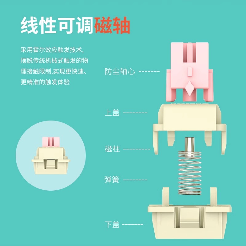 红龙M61机械键盘可调节键程磁轴RGB光61键RT模式游戏电竞PBT键帽