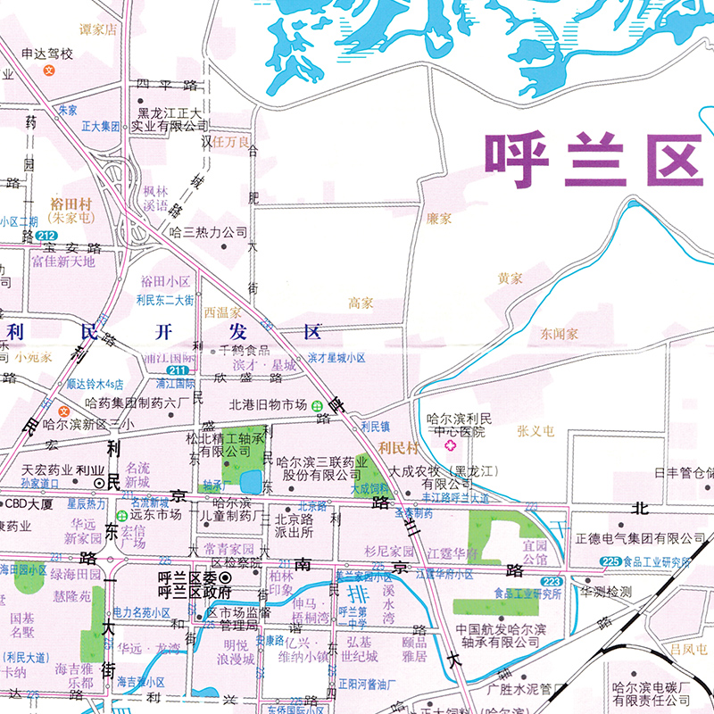 哈尔滨城市地图 2023新版 双面覆膜防水撕不烂 哈尔滨城区交通旅游地图 详细到街道 商圈信息 公交线路 街区范围 街路信息 - 图3