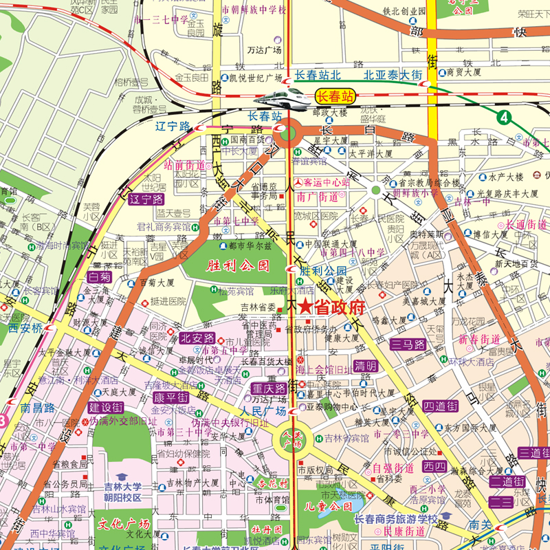 长春市地图 city城市地图交通旅游生活详细城区地图大学景点便携易带中国地图出版社-图1