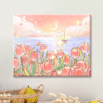 Tulip painting Fill Color Diy digital oil painting Hand Hand-painted color Fill Acrylic Oil Color Advanced Decoration Painting