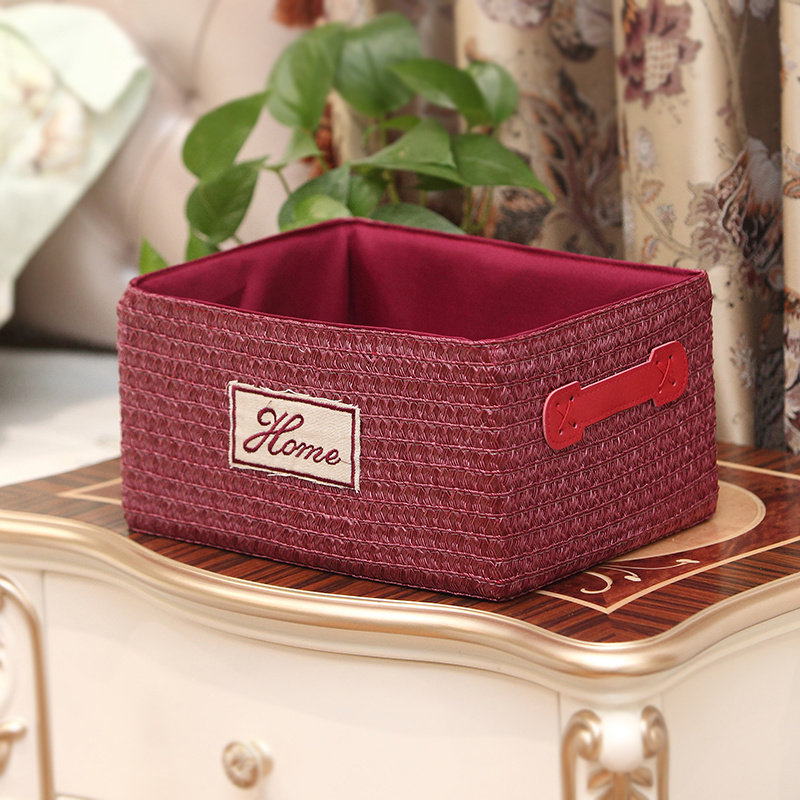 仿藤编收纳筐盒子收纳盒零食桌面客厅茶几置物篮框杂物塑料收纳篮,淘宝优惠券,粉丝福利购,淘宝优惠卷