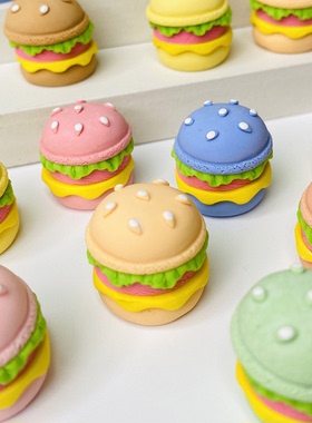 微缩食玩仿真马卡龙色大汉堡迷你儿童DIY配饰自制冰箱贴厨房过家