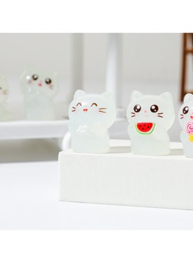 卡通立体可爱呆萌夜光造型猫咪 树脂diy桌面摆件DIY饰品配件