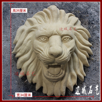 Side City Stone Art Sandstone Sculpture Relief Round Carved Plaster Statue Pendant Sandstone GRP Spout Water Jet Lion Head