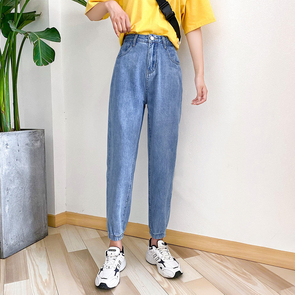 真维斯秋季高腰显瘦宽松休闲长裤 真维斯时尚牛仔裤