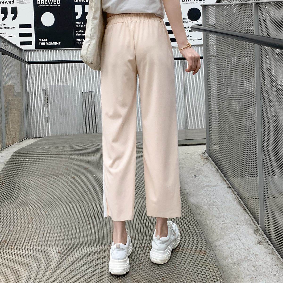 真维斯夏季雪纺坠感拼接直筒阔腿裤 真维斯时尚休闲裤