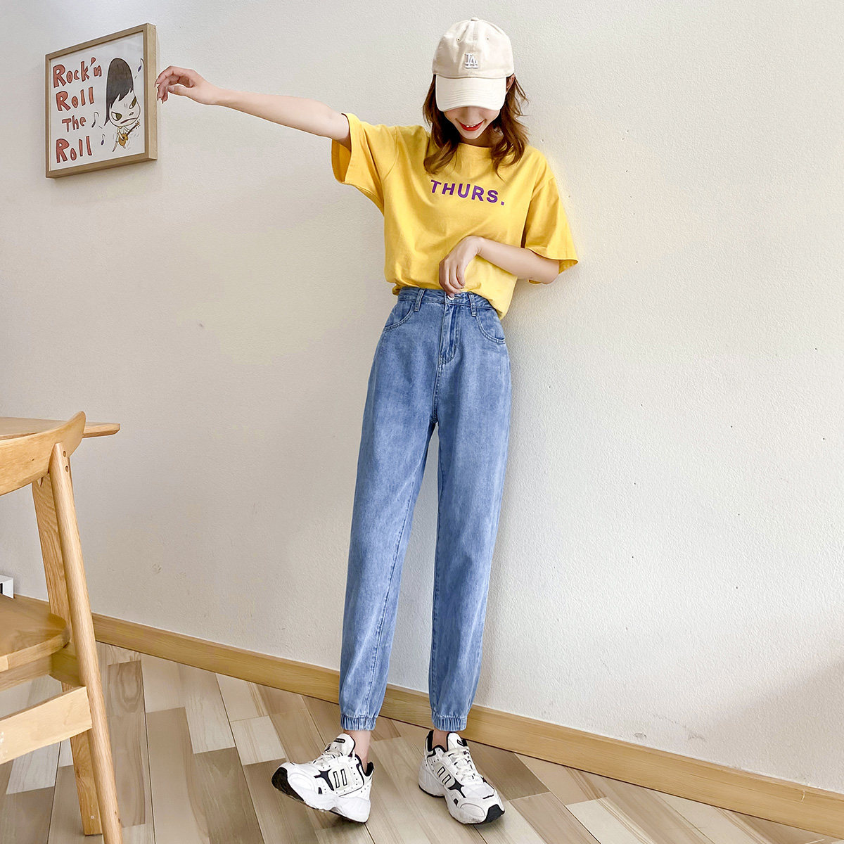 真维斯秋季高腰显瘦宽松休闲长裤 真维斯时尚牛仔裤