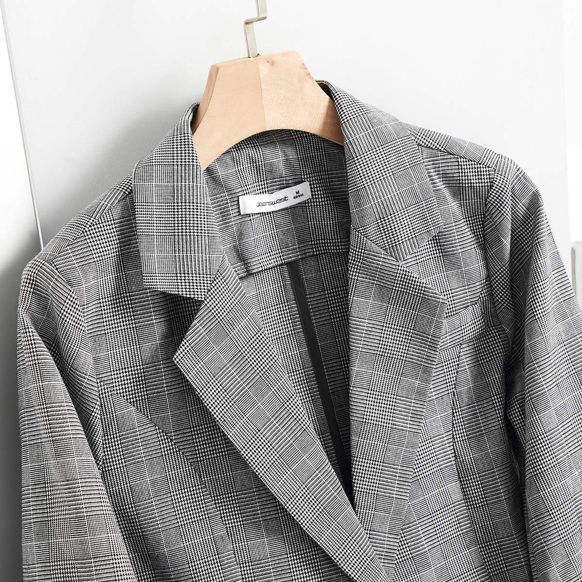 真维斯秋装新品通勤ol风修身格纹秋 真维斯时尚短外套