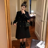 Осеннее длинное элегантное двусторонное шерстяное пальто, в корейском стиле, средней длины, подходит для подростков, яркий броский стиль