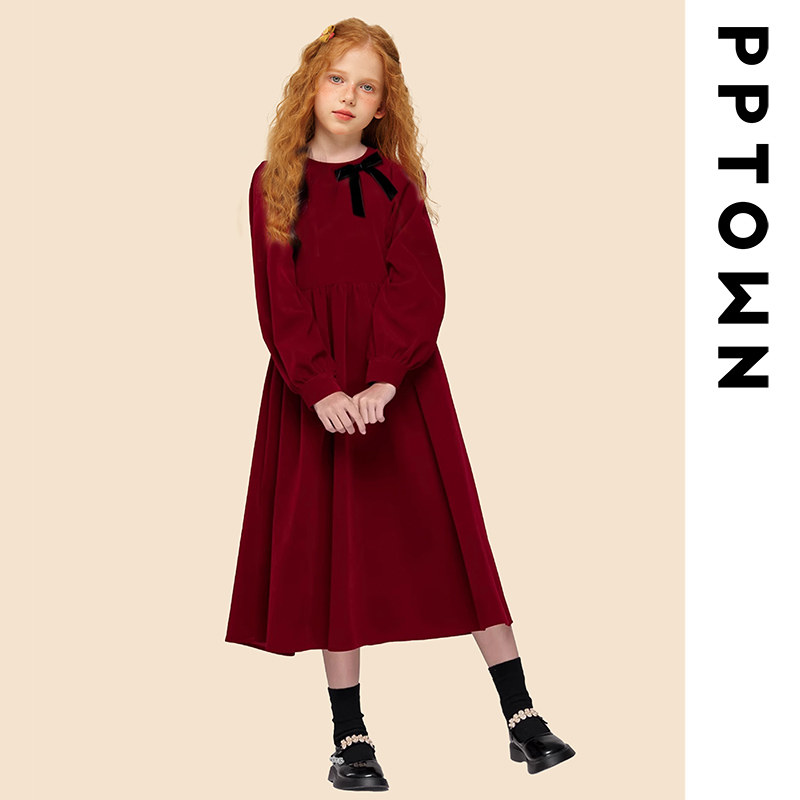 女童连衣裙新年蝴蝶结红色裙子2025新款儿童红色拜年服冬季童装女,淘宝优惠券,粉丝福利购,淘宝优惠卷