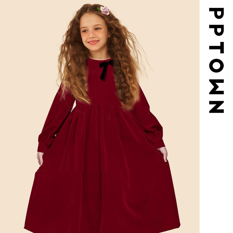 女童连衣裙新年蝴蝶结红色裙子2025新款儿童红色拜年服冬季童装女,淘宝优惠券,粉丝福利购,淘宝优惠卷