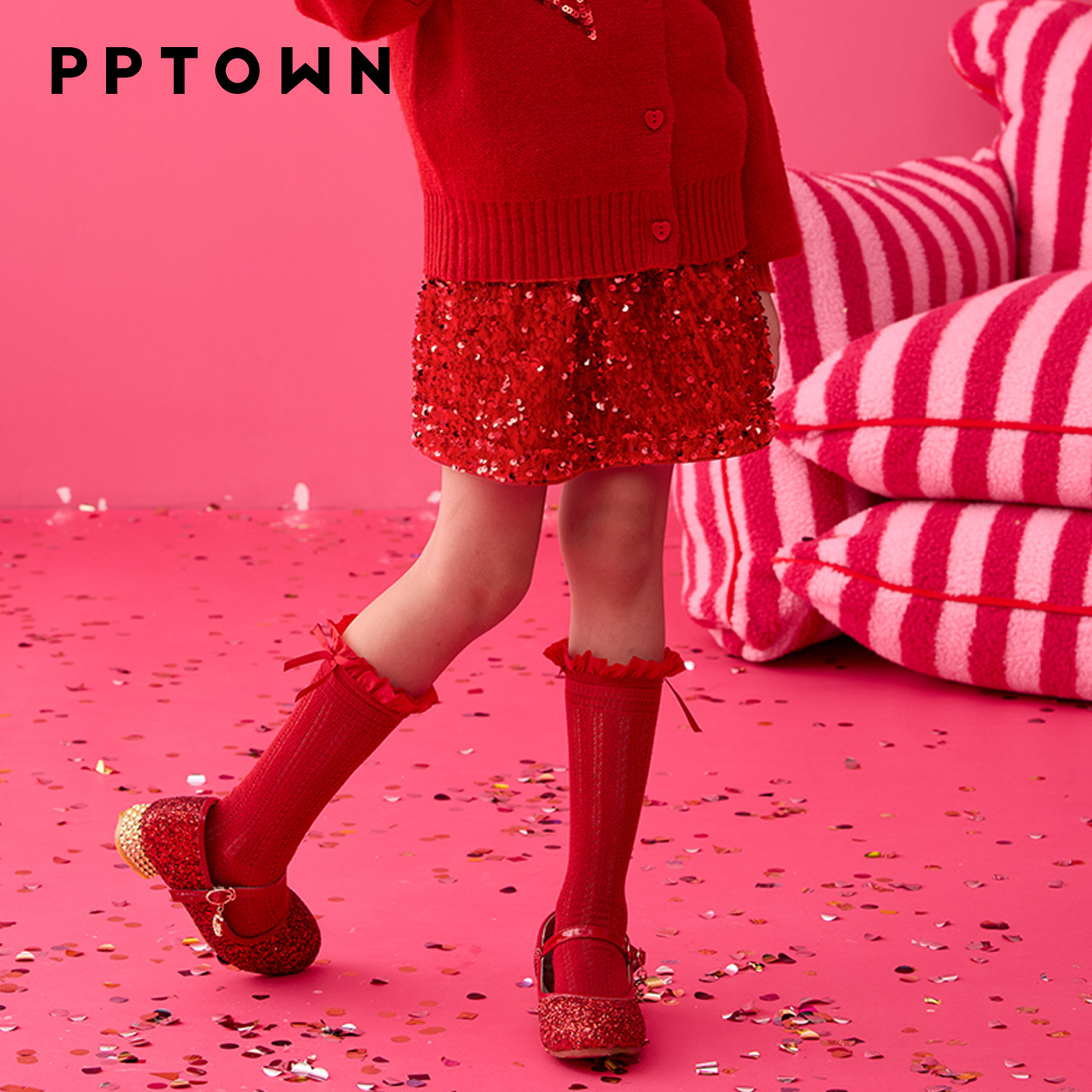 女童红色亮片半身裙冬季新款拜年服儿童新年小裙子小女孩过年短裙,淘宝优惠券,粉丝福利购,淘宝优惠卷