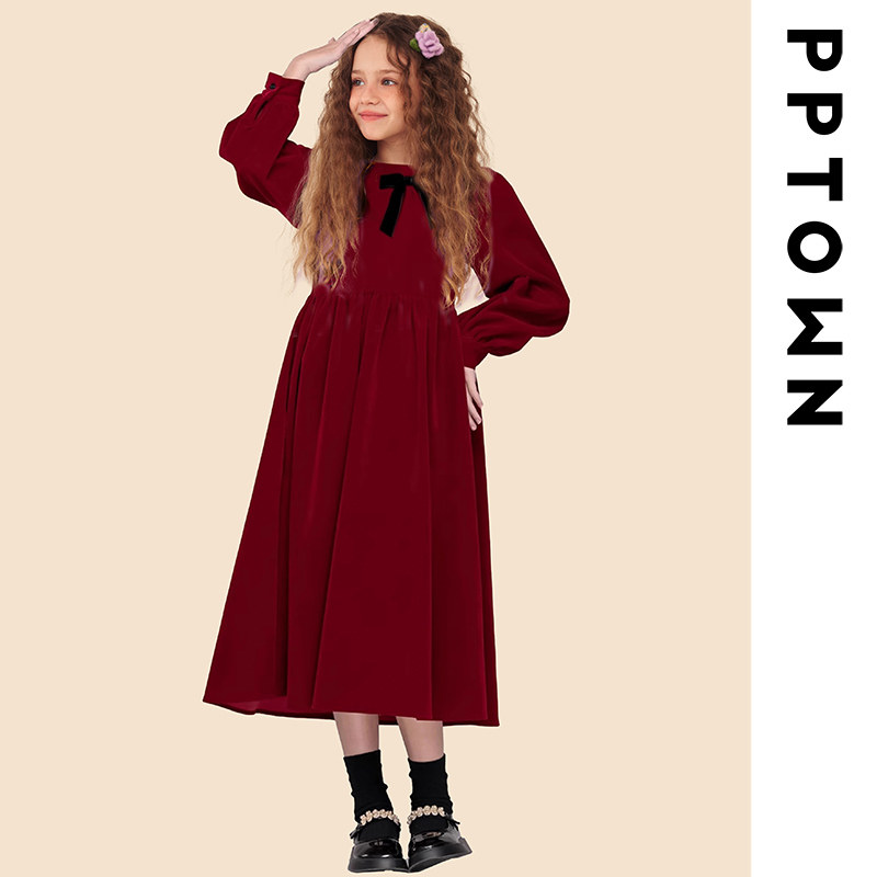 女童连衣裙新年蝴蝶结红色裙子2025新款儿童红色拜年服冬季童装女,淘宝优惠券,粉丝福利购,淘宝优惠卷