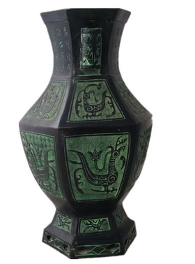 青铜器凤纹花樽家居特价古玩