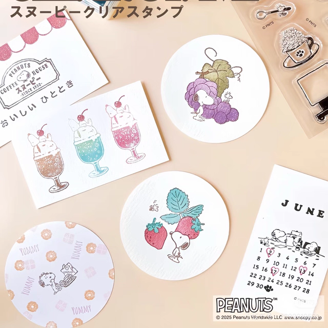 现货kodomo新品日本史努比印章史努比主题日历手帐素材装饰可填色 - 图0