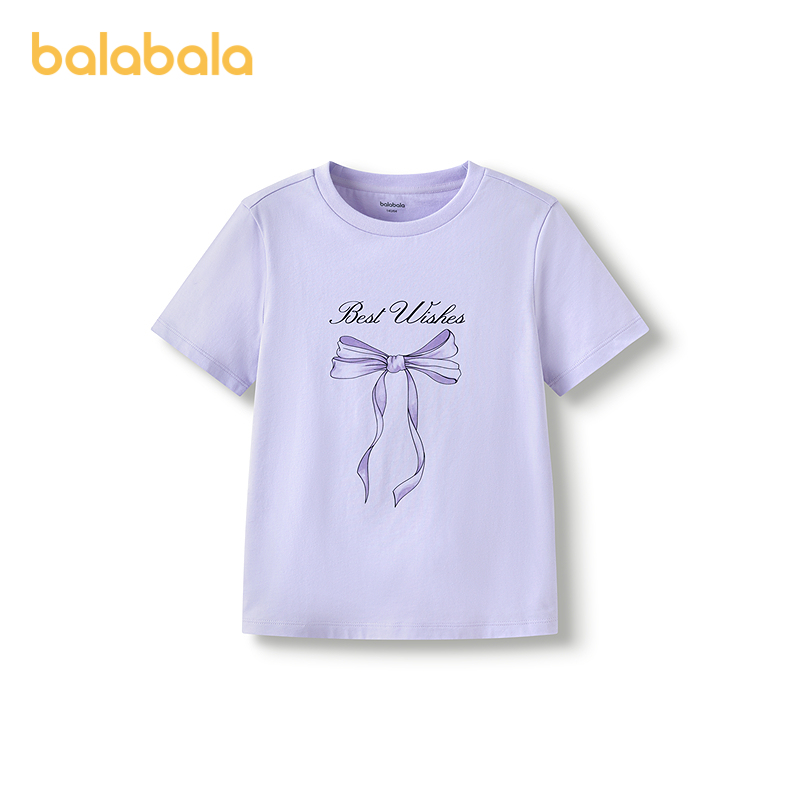 巴拉巴拉童装儿童短袖t恤女童2025新款夏装大童速干甜美纯棉上衣 - 图3