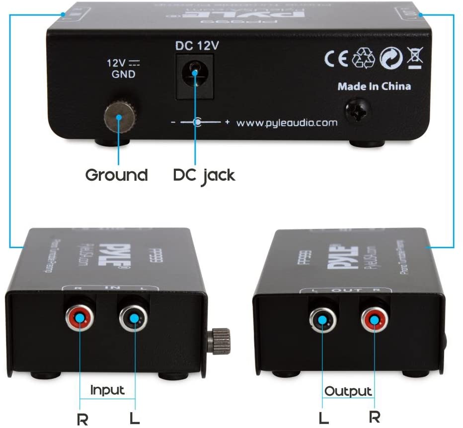 Pyle PP999唱片机前置唱头放大器低噪音唱放12V供电美国代购-图0