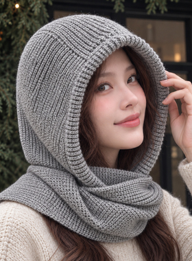 女款巴拉克拉法帽围巾一体保暖