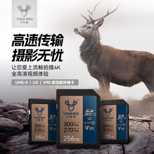 沣标沃斯耐sd卡32G存储卡128G相机通用SD内存卡64g佳能富士尼康相机专用512G闪存卡256GB高速SDXC/SDHC - 图0