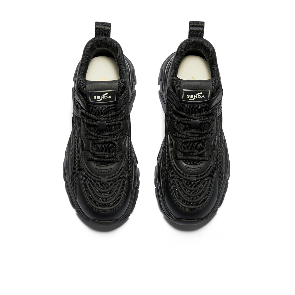 森达老爹鞋女款2024冬季新商场同款运动厚底拼接休闲短靴XJU01DD4