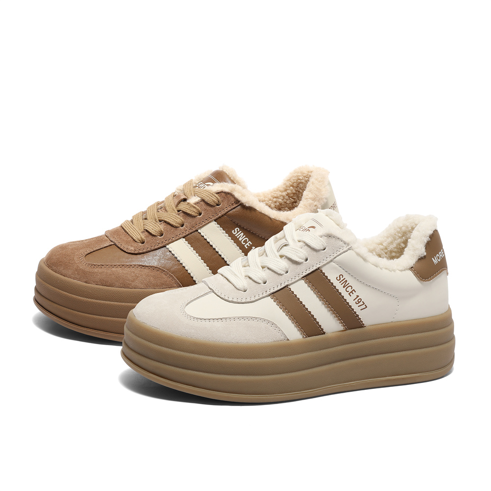 森达德训鞋女款2025春季新款商场同款加绒休闲厚底板鞋XLL01AM5