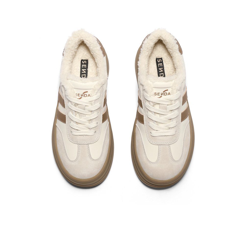 森达德训鞋女款2025春季新款商场同款加绒休闲厚底板鞋XLL01AM5