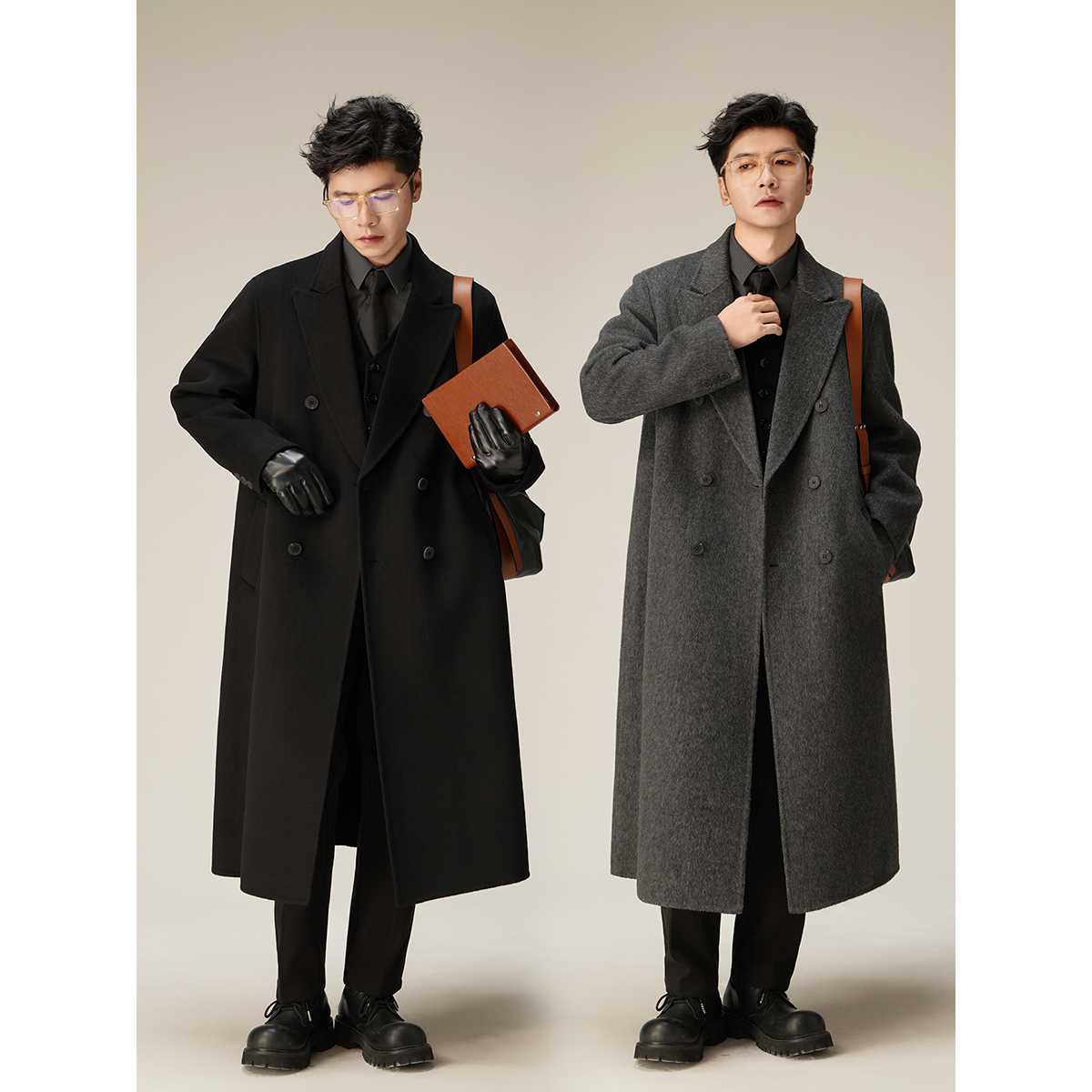 【PEICHUAN】2025新款双面毛呢大衣男士羊毛西装过膝长款呢子外套,淘宝优惠券,粉丝福利购,淘宝优惠卷