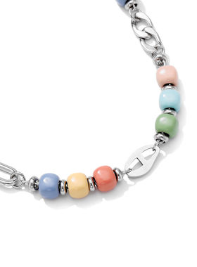 合金珠花式链可调节钛钢项链