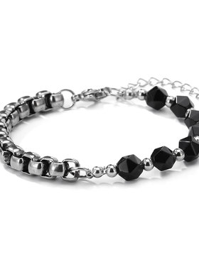 拼接可调节手链黑玛瑙男女同款