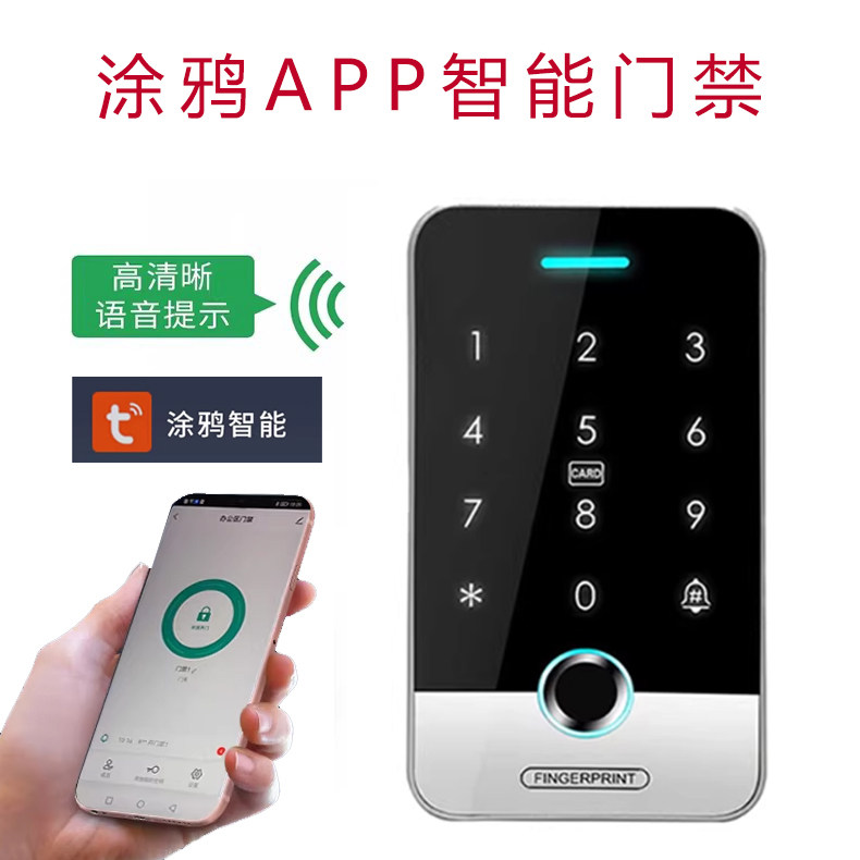 涂鸦智能APP防水指纹门禁系统一体机磁力锁电插锁刷卡密码玻璃门 - 图2