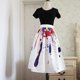 Satin puffy mid-length vintage style A-line skirt