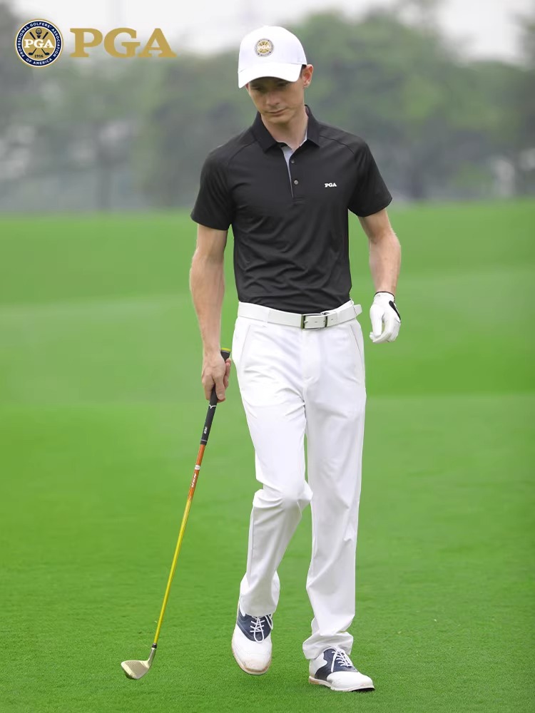 PGA 高尔夫裤子 男士春秋修身长裤 舒适高弹面料 拉链口袋 - 图0