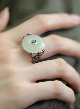 新中式复古平安扣戒指环