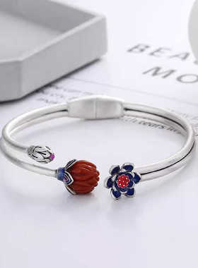 开口可调节莲蓬景泰蓝手镯百搭