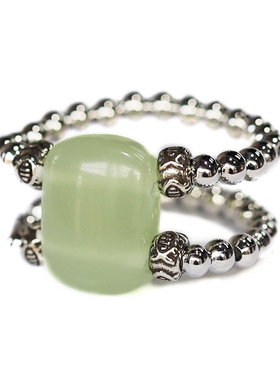 新款复古做旧双层鱼纹珠弹力戒指女民族风小众设计高级感国潮指环