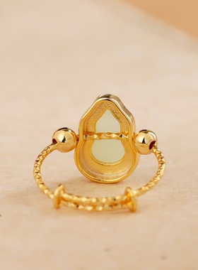 中国风葫芦镀金戒指女轻奢复古